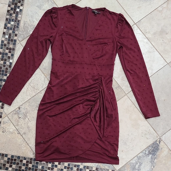 Guess Burgundy Long Sleeve Dress - Picture 2 of 8